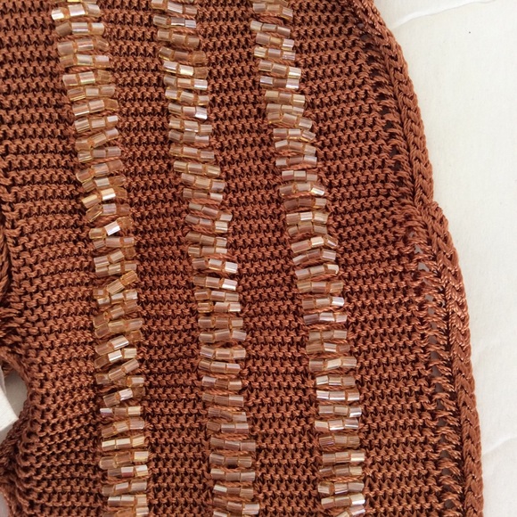 CHICOS COPPER SPARKLE KNIT BEADED SKINNY SCARF NWT - Picture 2 of 7